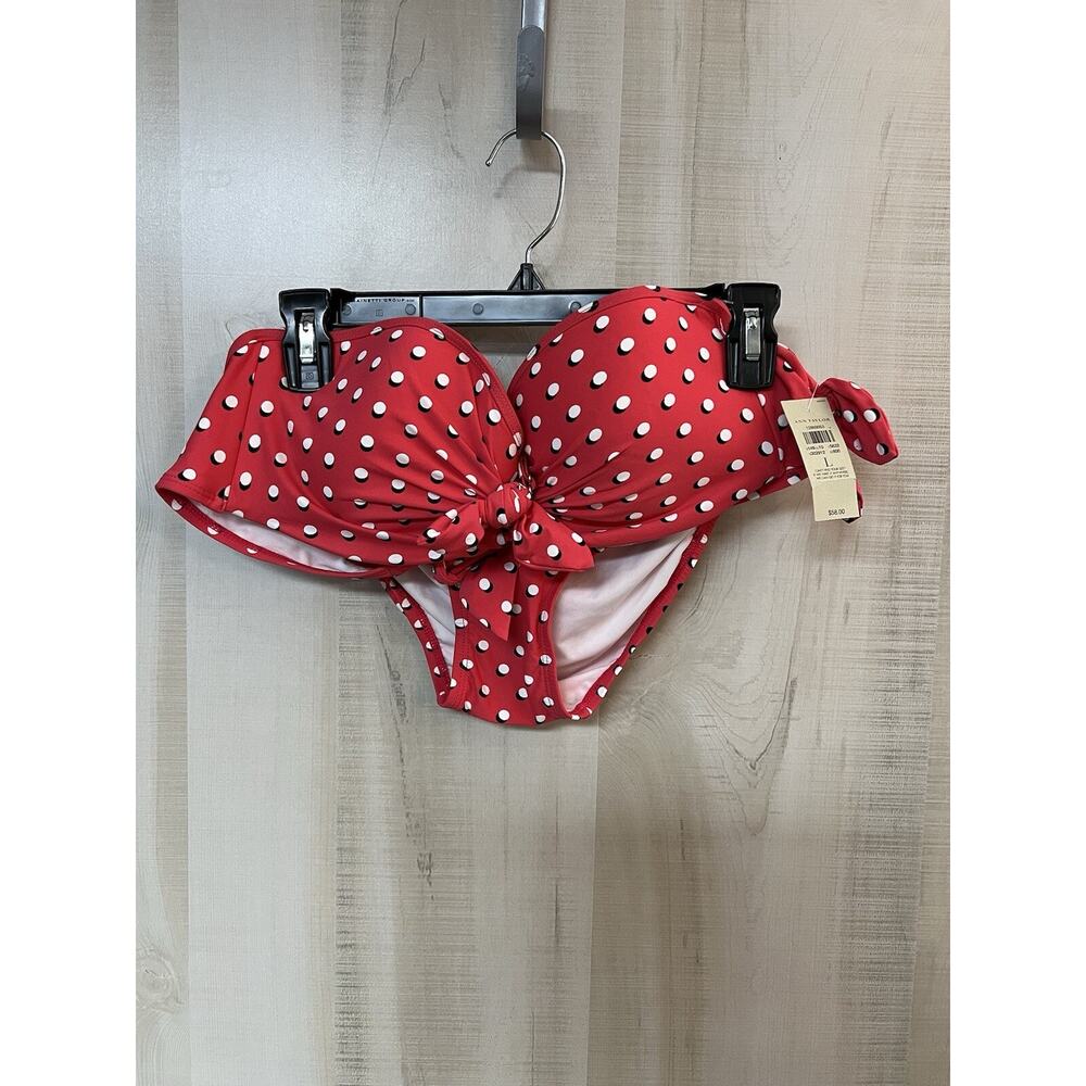 Ann Taylor Pink Polka Dot Bikini - NWT - Size Large